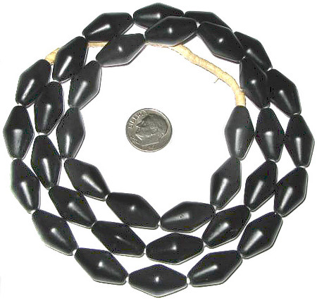 black bicone Czech Bohemian glass trade beads