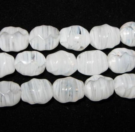 vintage oval opal Czech crystal white glass beads