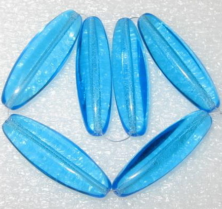 Czech fancy elongate Bohemian light blue glass beads