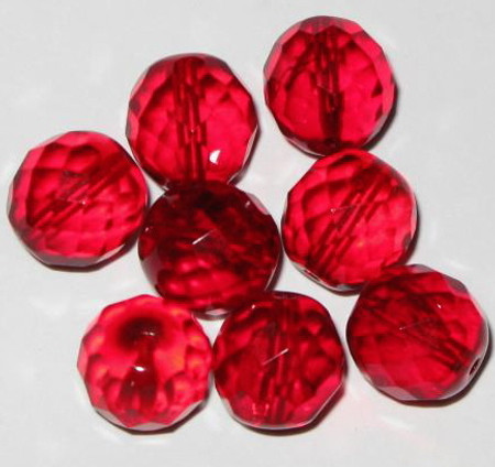 Czech fire red polished faceted Glass Beads