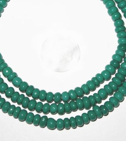 fine matched green European seed glass trade beads