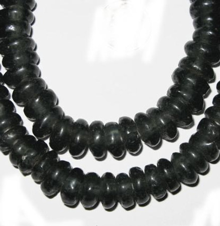 African fine translucent Charcoal Black Rondelle krobo glass beads