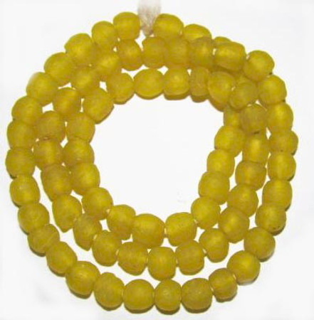 African Ghana translucent handmade yellow krobo glass beads