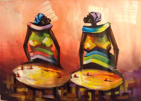 Market Women African Art painting Acrylic on Canvas