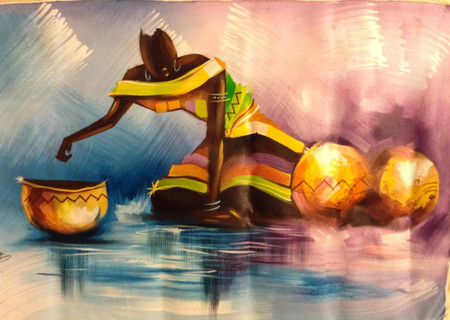 Water is Life African Art painting Acrylic on Canvas