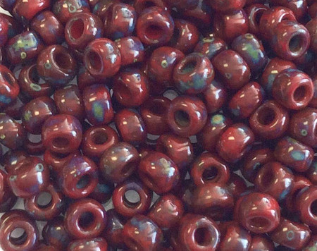 6/0 Japanese Seed Beads Miyuki Opaque picasso dark red Glass beads-50grams