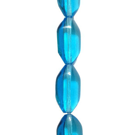 Czech oval blue translucent glass beads 7 inch strand