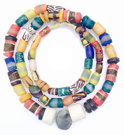 64 Mixed Ghana Recycled Glass Trade Beads