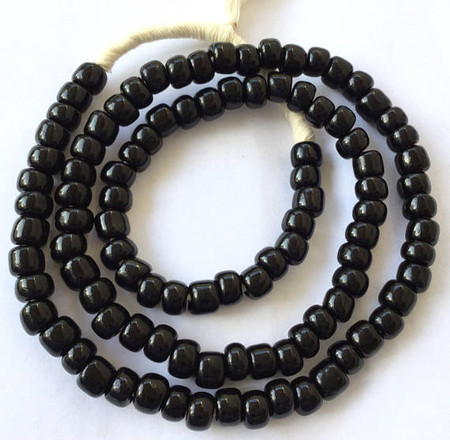 Vintage Ghana Opaque Black Pony glass African trade beads [3119]