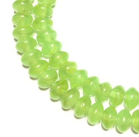 Lime Green Vintage Czech glass molded beads