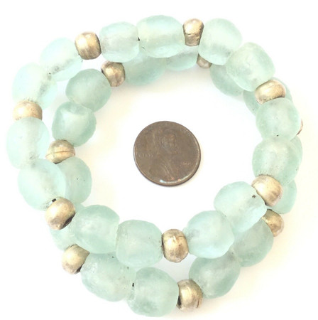 Handmade Fashionable Mint Green and Silver bracelet-African Trade Beads-Ghana