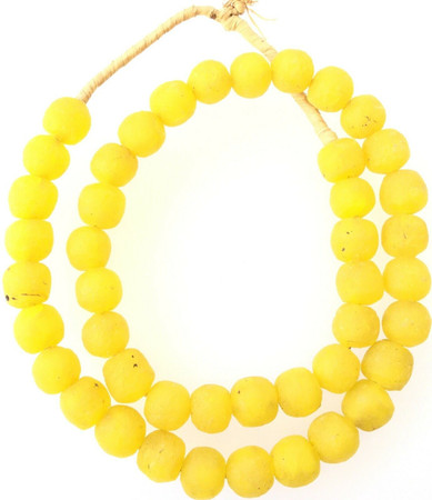 14mm Made in Ghana Banana Yellow Recycled glass African trade beads-Ghana