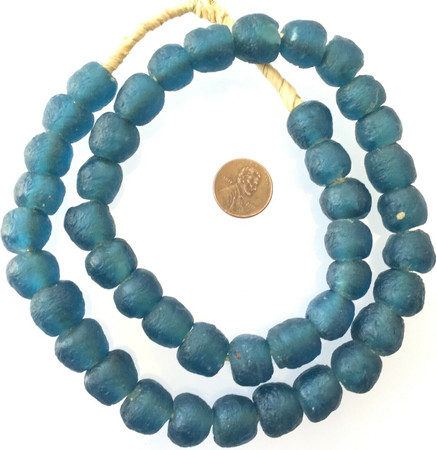 Made in Ghana Air Force Blue Krobo recycled Glass African trade Beads-Ghana
