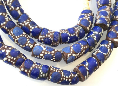 Amazing Ghana African Opaque Royal Blue Recycled glass trade beads-Ghana