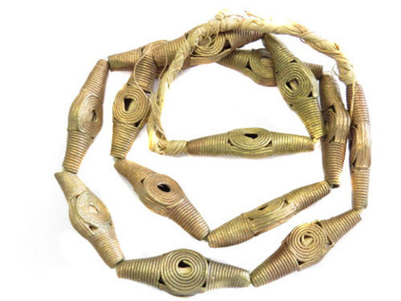 Beautiful Ghana African Tabular Brass Beads 