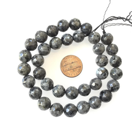 8mm faceted dark grey round natural Labradorite Beads