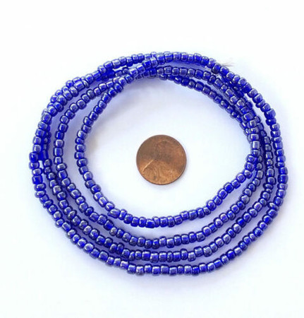 West African Ghana Blue luster glass beads [3062]