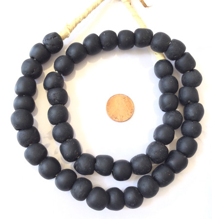 Handmade black Krobo recycled Glass African trade Beads-Ghana