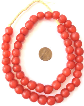Krobo Red recycled Glass African trade Beads-Ghana