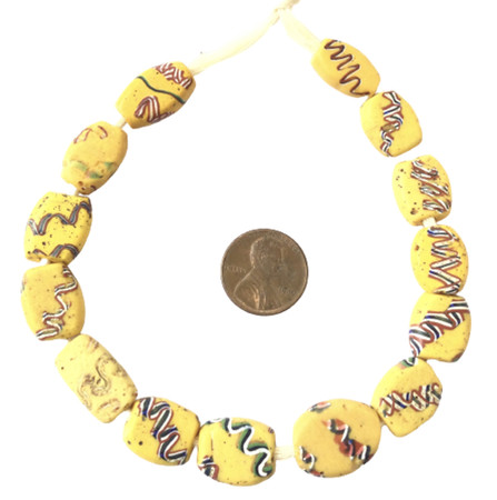 Collectible yellow Venetian tabular antique trade beads [9566]