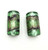 Pair Handmade Lampwork Emerald Green with Aventurine Czech Glass~Trade Beads