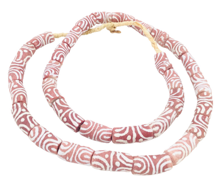 Ghana Handmade Dark old rose Zen Recycled glass African trade beads