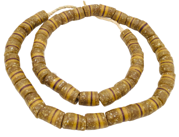 Ghana Handmade Amber multi Recycled glass African trade beads [01834]