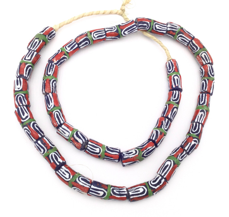 Ghana Handmade dark blue multi Recycled glass African trade beads Ghana Handmade dark blue multi Recycled glass African trade beads
