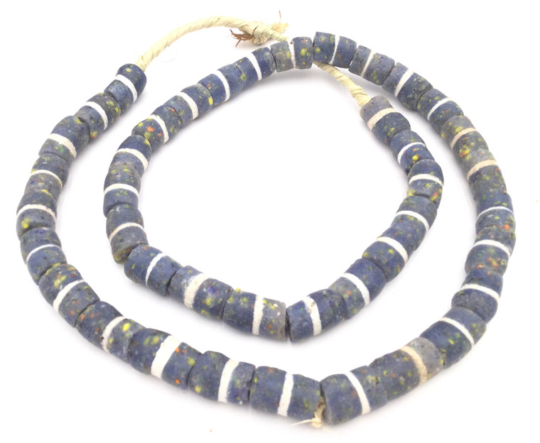 Ghana Handmade Charcoal muti Recycled glass African trade beads [02012]