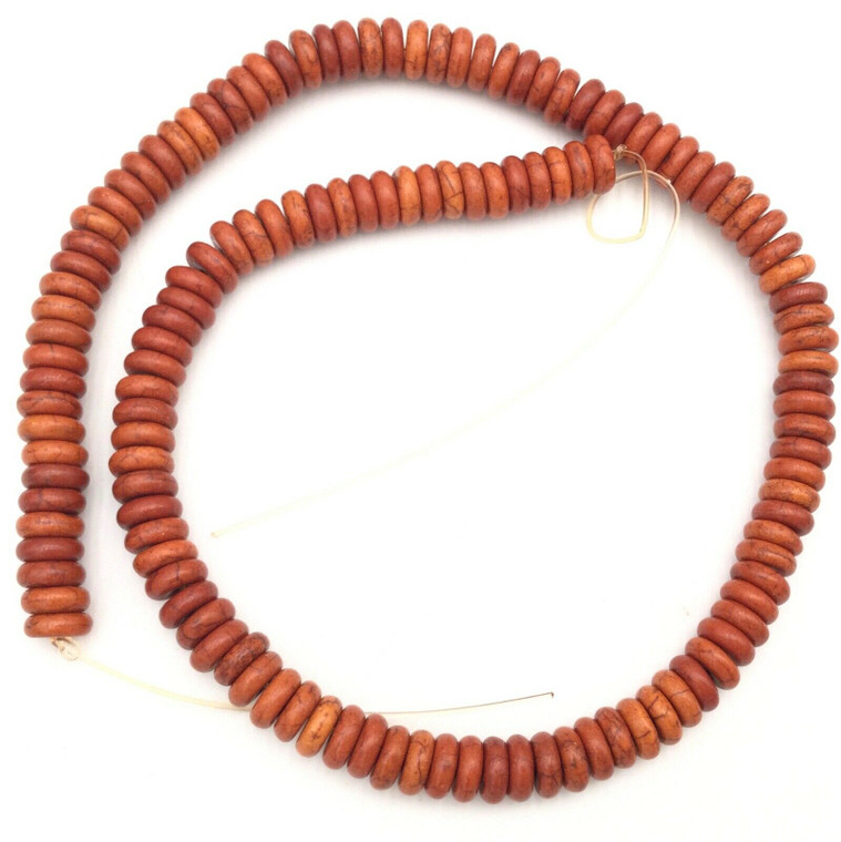 131 Fine Magnesite Rusty Brown Rondelle Gemstone beads Stone-Jewelry making