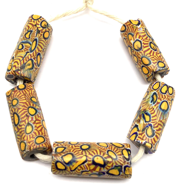 Venetian Antique Mustard Millefiori  African Beads