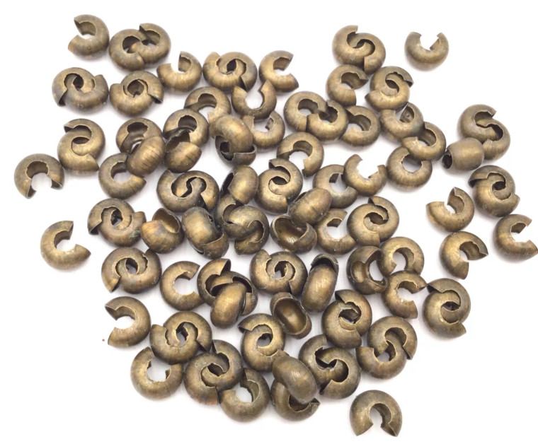 100 Crimp Bead cover Bronze-6mm