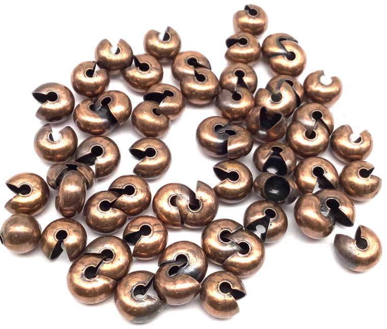 50 Crimp Bead cover Antique Copper 8mm