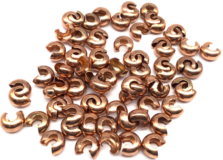 50 Crimp Bead cover Copper 6mm