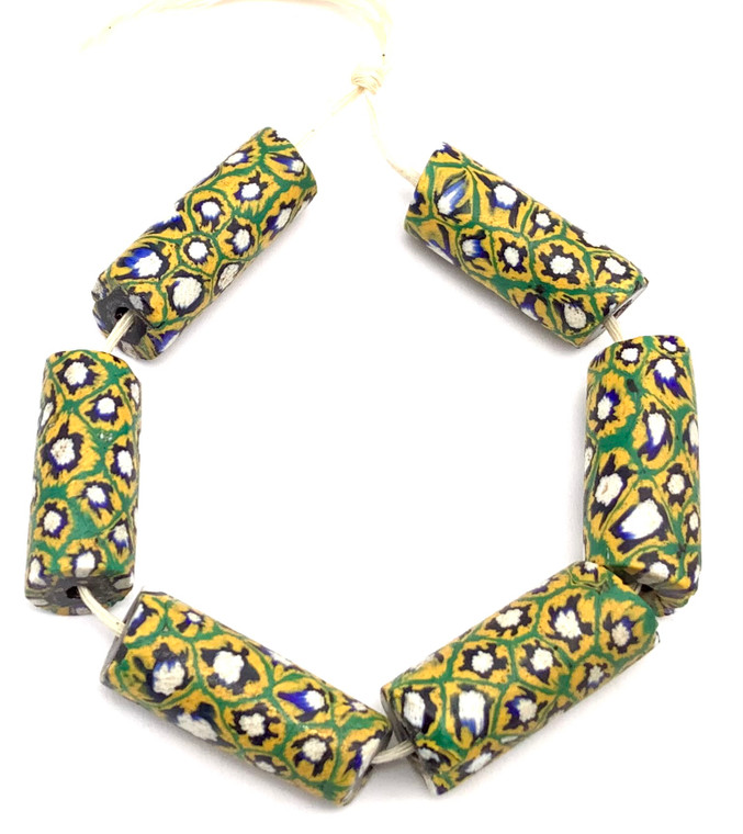 Antique Venetian Chartreuse Green Millefiori African trade beads-#V1335