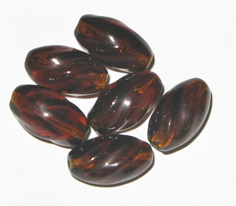 vintage Czech brown oval twist Bohemian glass beads