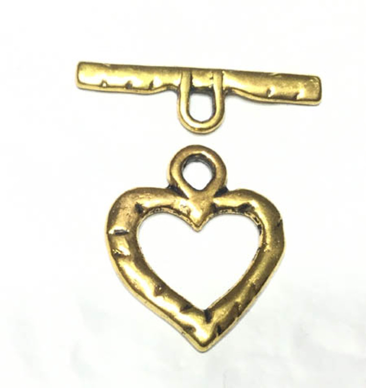 Gold heart toggle clasp - jewelry supplies