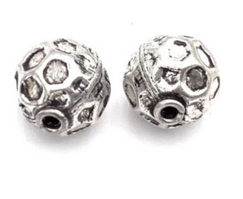 14x11mm Sterling Silver .925 Bali Round Pinched Beads Jewelry making  Supplies