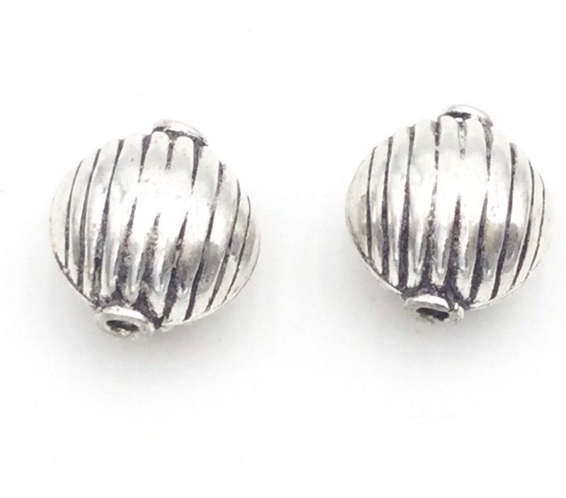 14x11mm Sterling Silver .925 Bali Round Pinched Beads Jewelry making  Supplies