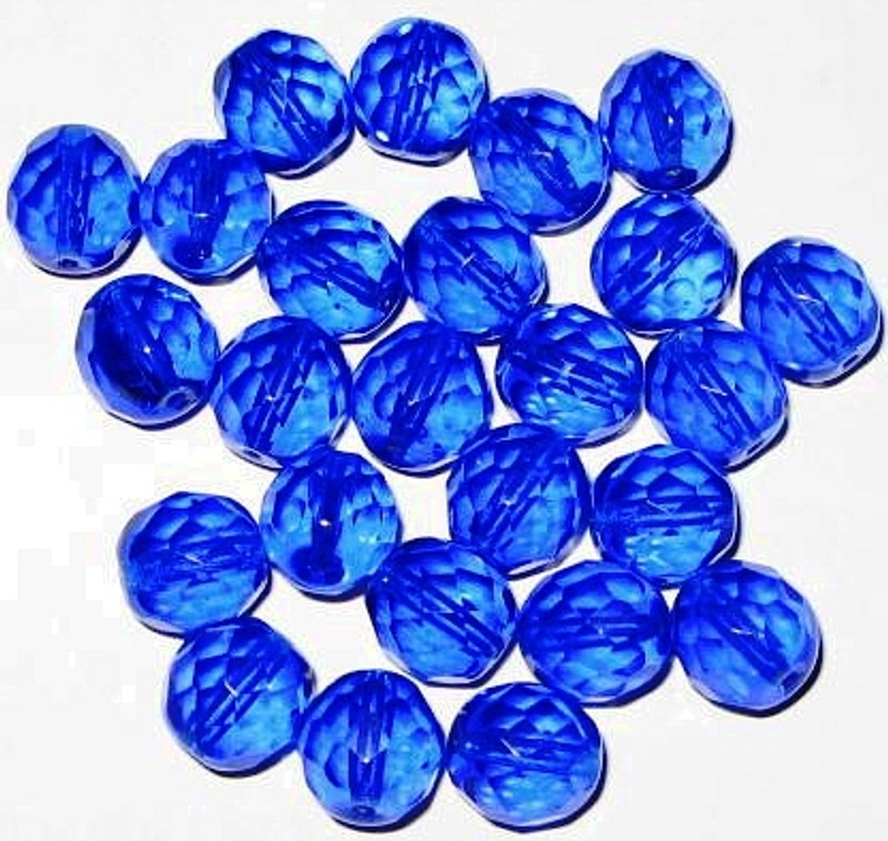 Hand Faceted Leaded Glass Beads in Cobalt Blue ~ 3 sizes