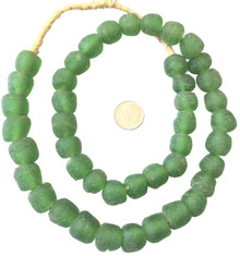 14mm Green Sea Glass Krobo recycled Glass African trade Beads
