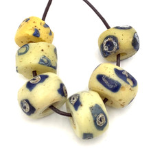 Yellow Venetian wound antique african trade beads [9565]