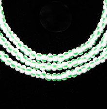 fine matched white green stripe European seed glass trade beads [3136]