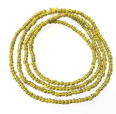 Green and Red Stripe Yellow 4mm glass beads Trade Beads-Ghana