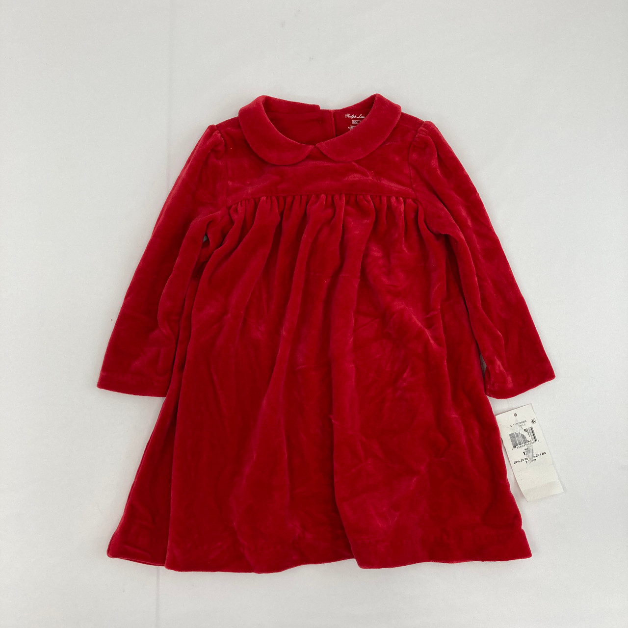 Polo Ralph Lauren Baby Girls Solid Velour Dress - Park Ave Red - Size 12 Months