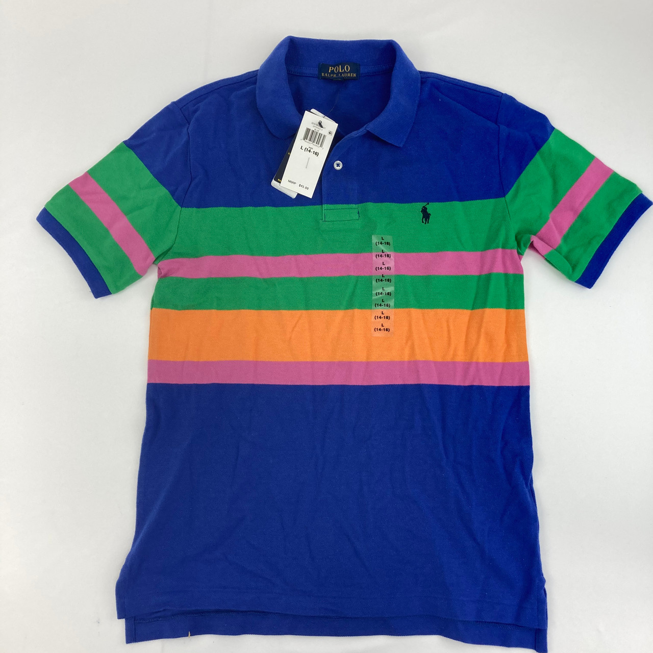 Ralph Lauren Blue Cotton Mesh Polo Shirt L 14-16 yr