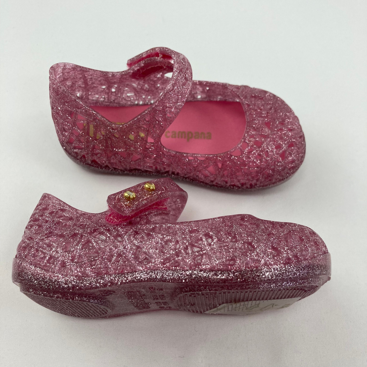 Mini Melissa Campana Pink Glitter Shoes 5