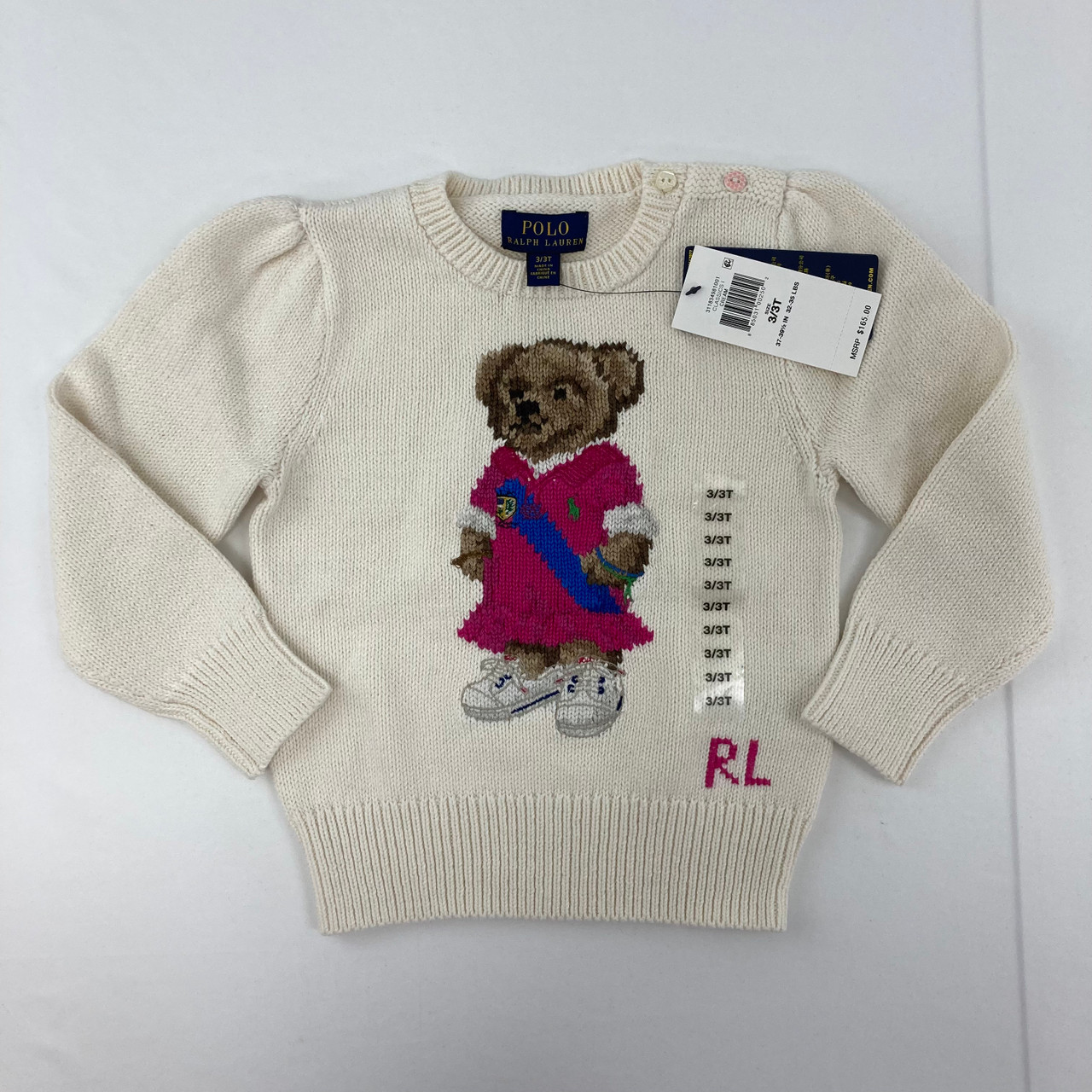 Cream Polo Bear Knitted Sweater 3/3T