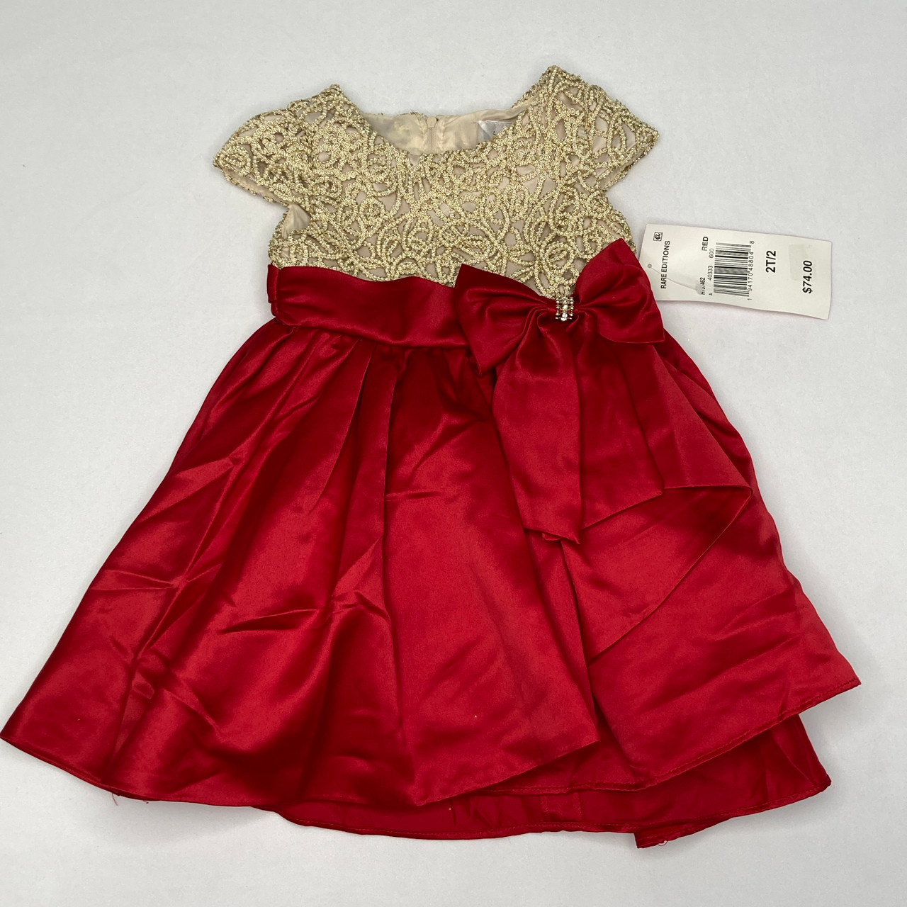 Rare Editions Red Embroidered Dress 2T/2 Kidzmax