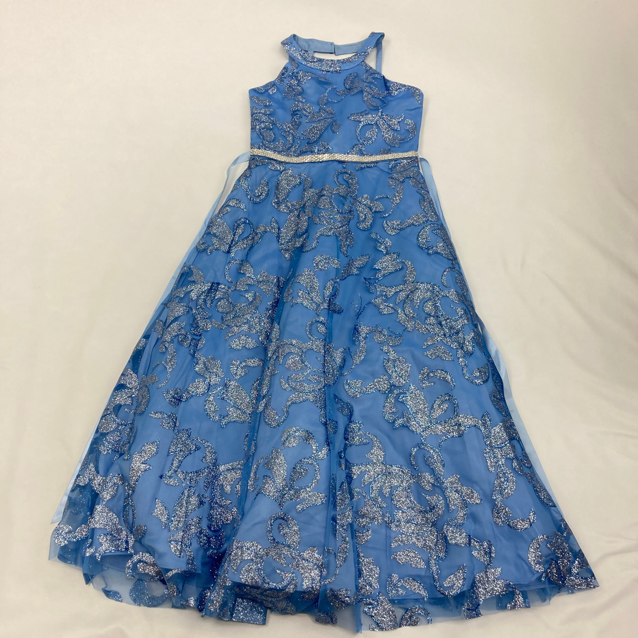 Long Blue Shimmer Dress 10 yr
